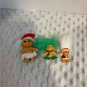 Russ Troll Dolls Trio with Green and White Hair